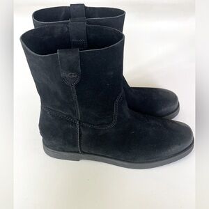 UGG Josefine Suede Short Boots Booties in Black Pull On Slouchy Size 6.5